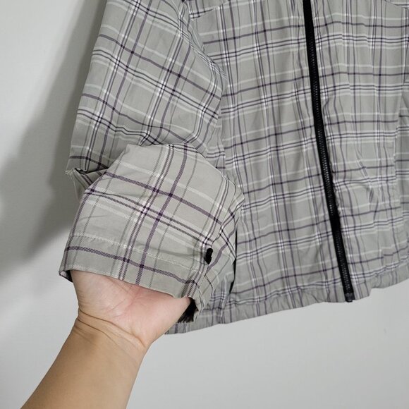 Black Mountain | Gray Purple Plaid Hybrid Windbreaker Hiking Jacket Size Large - Picture 2 of 11